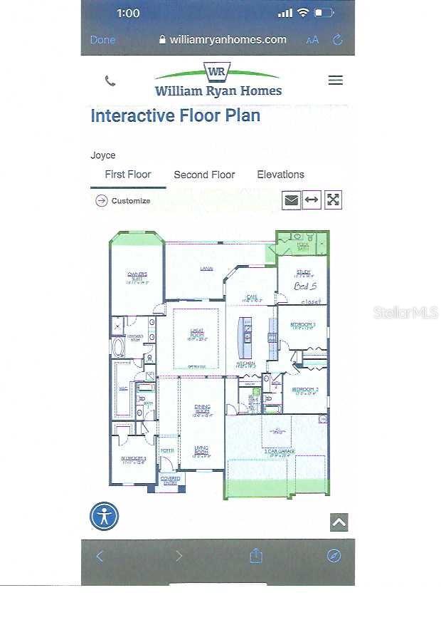 Built by William Ryan - Floor Plan of First Level of the Joyce Model
