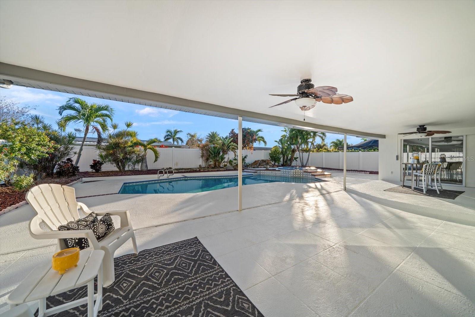 Large shaded lanai provides versatility.