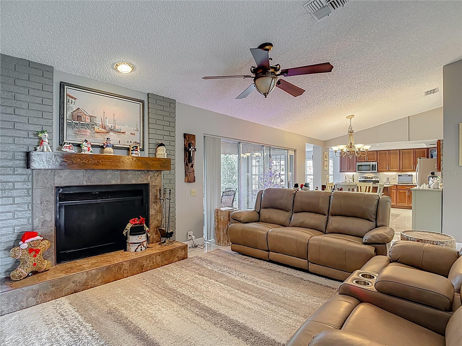 living w/wood burning fireplace