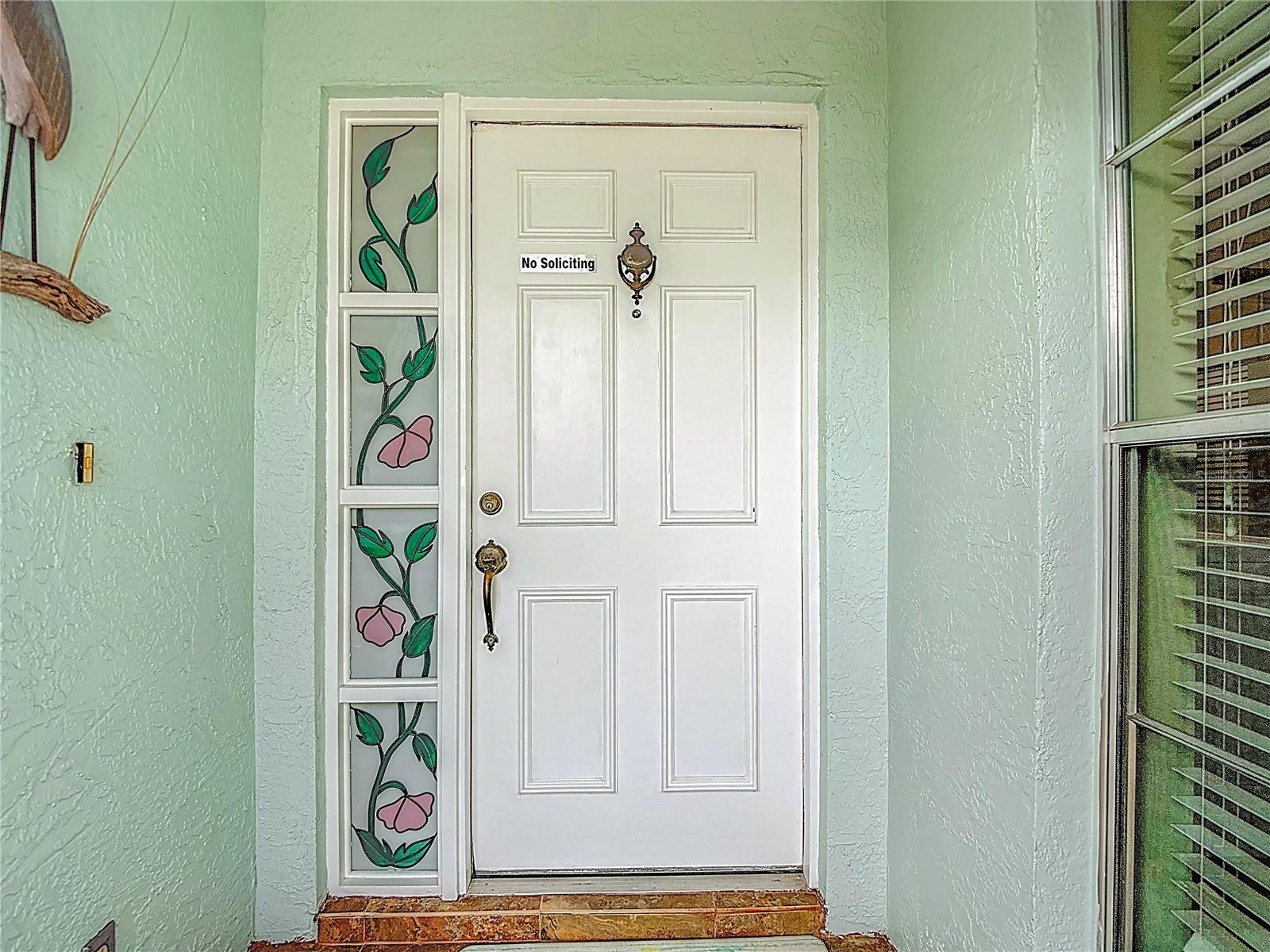 front door and porch
