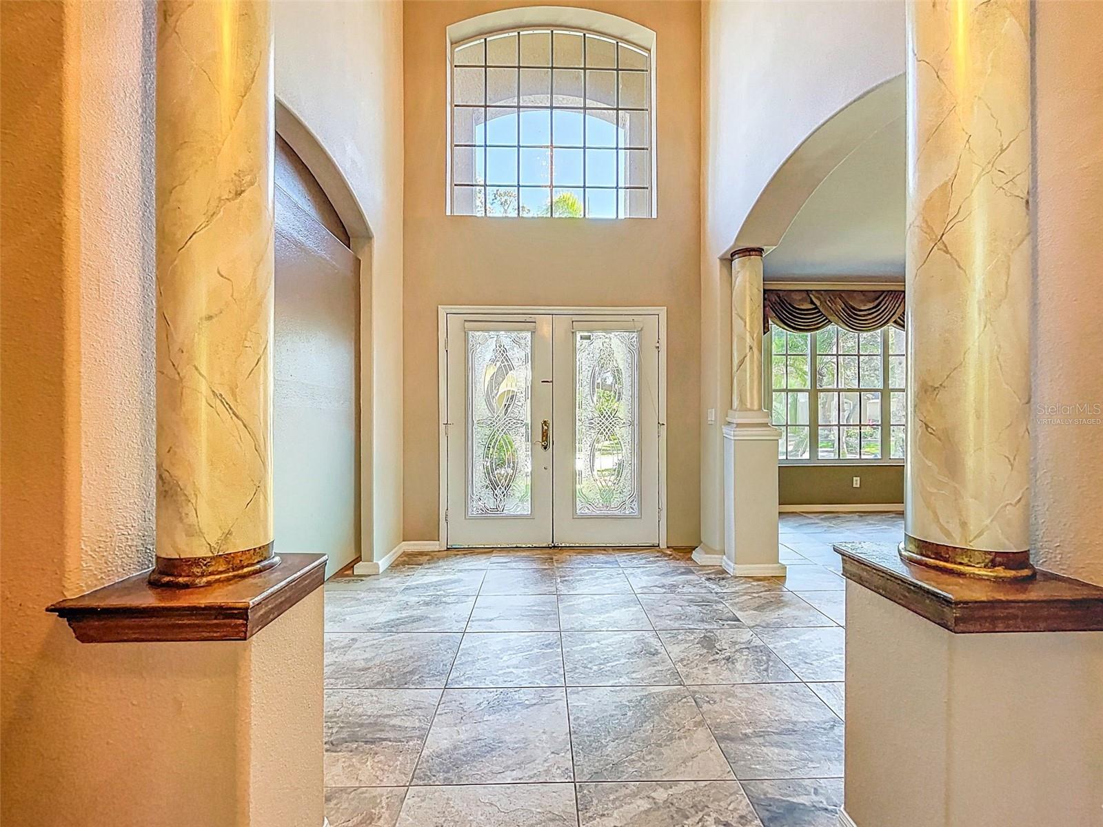 Virtually Staged / Decluttered | Family Room Looking in Foyer