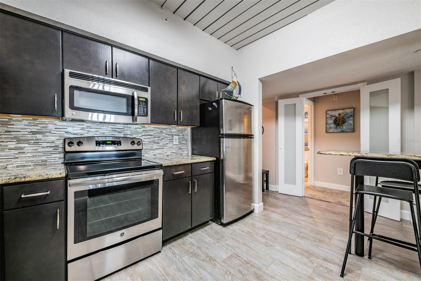 Fully stocked and furnished kitchen