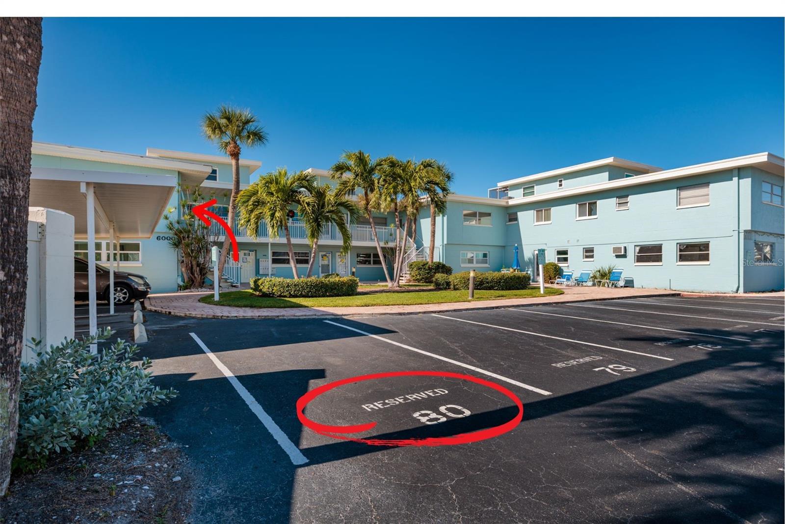 Reserved parking #80 in front of the unit.