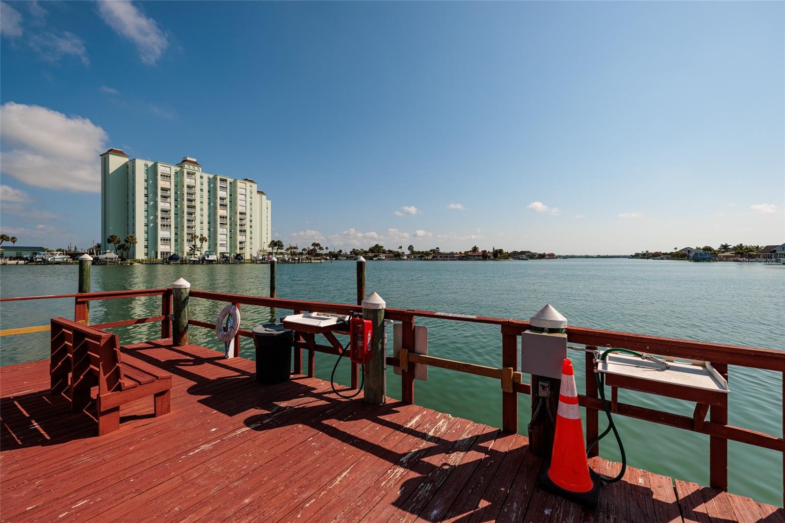 Dock w/fish cutting tables & gate for boat passengers. Enjoy sitting & watching the dolphins play.