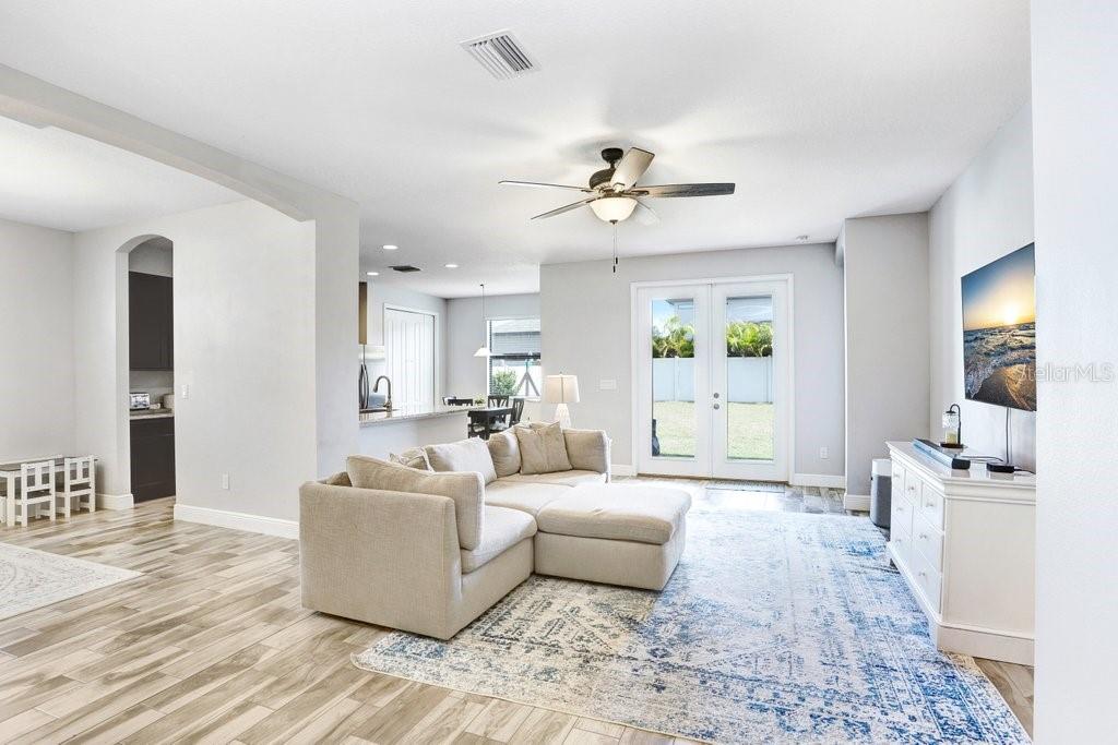 Open Living Area with Wood Plank Tile