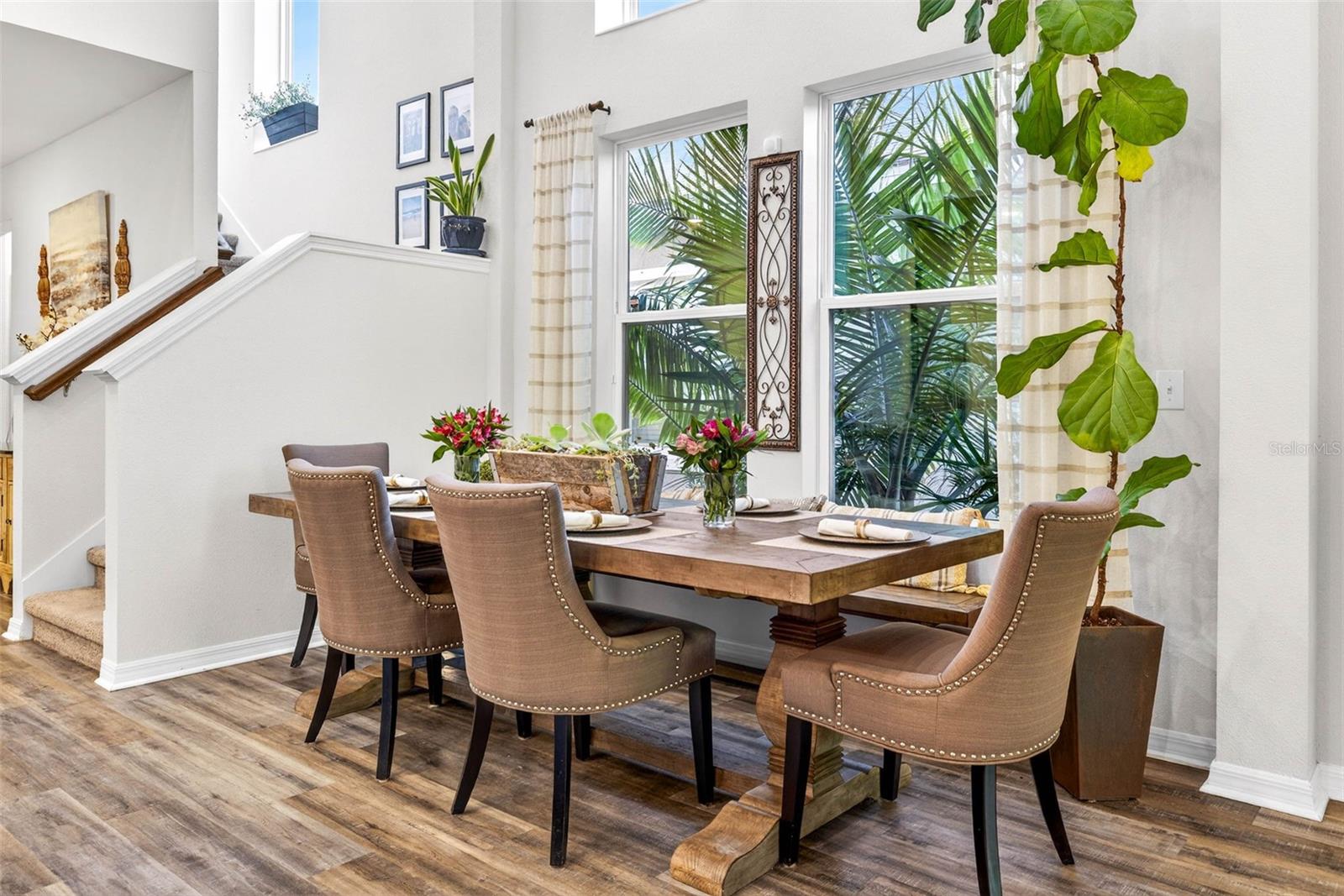 Dining room with landing to upstairs area