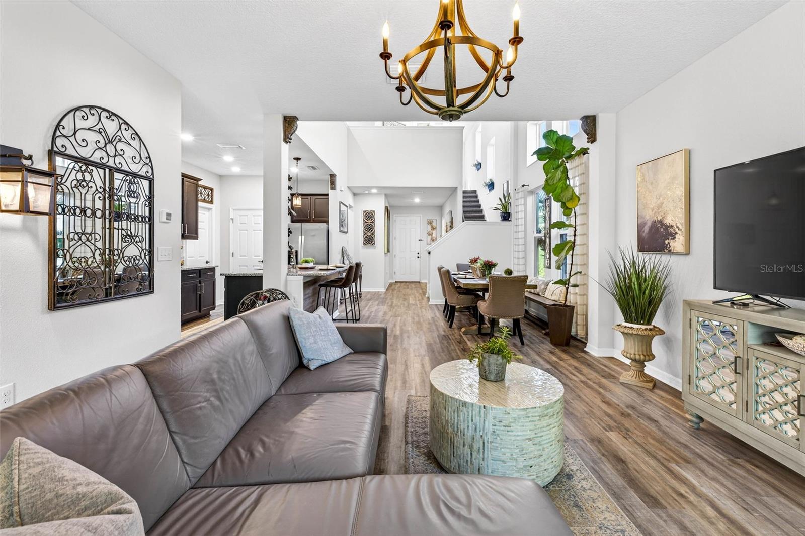 Living and dining areas.