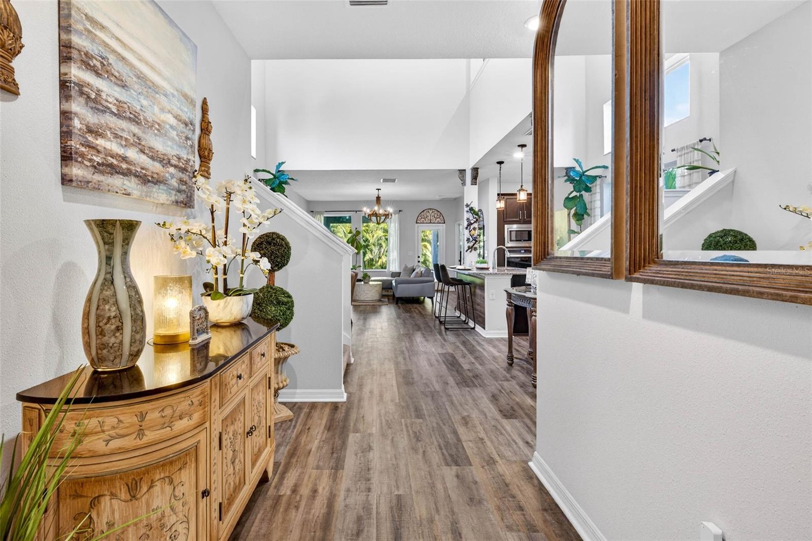 Foyer, just inside front door. View through the back door in to the backyard oasis
