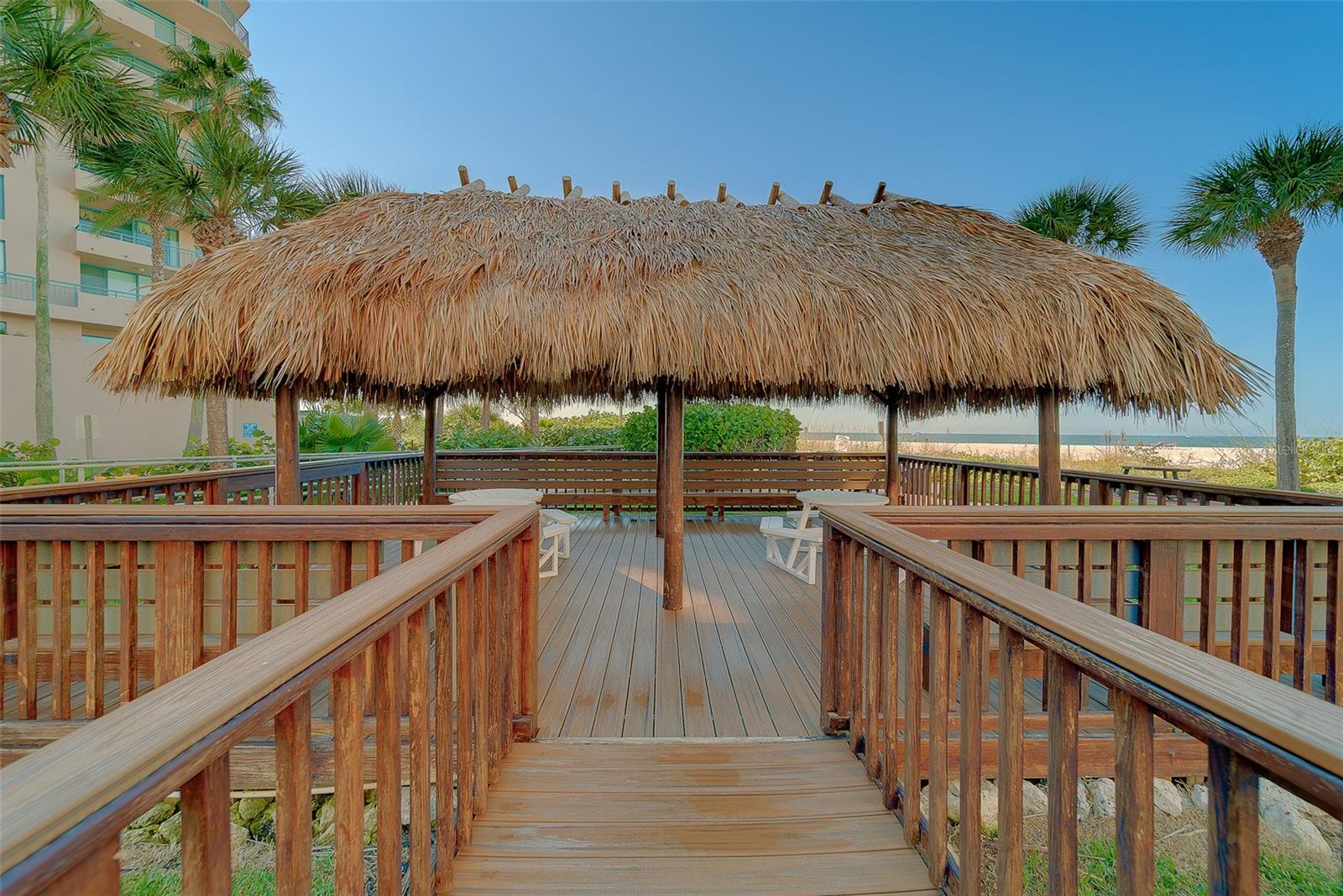 Tiki deck area with seating