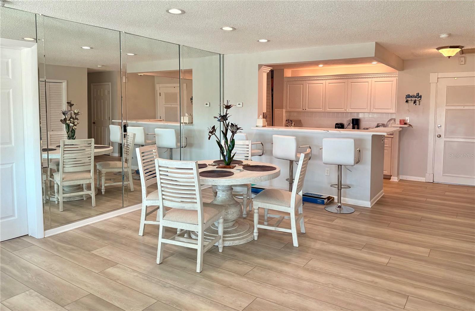Dining room and kitchen.