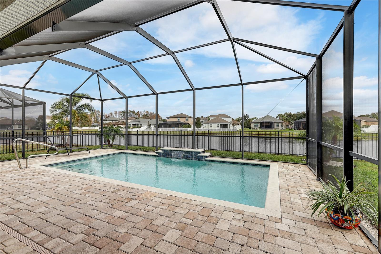 waterfall saltwater, heated pool and views