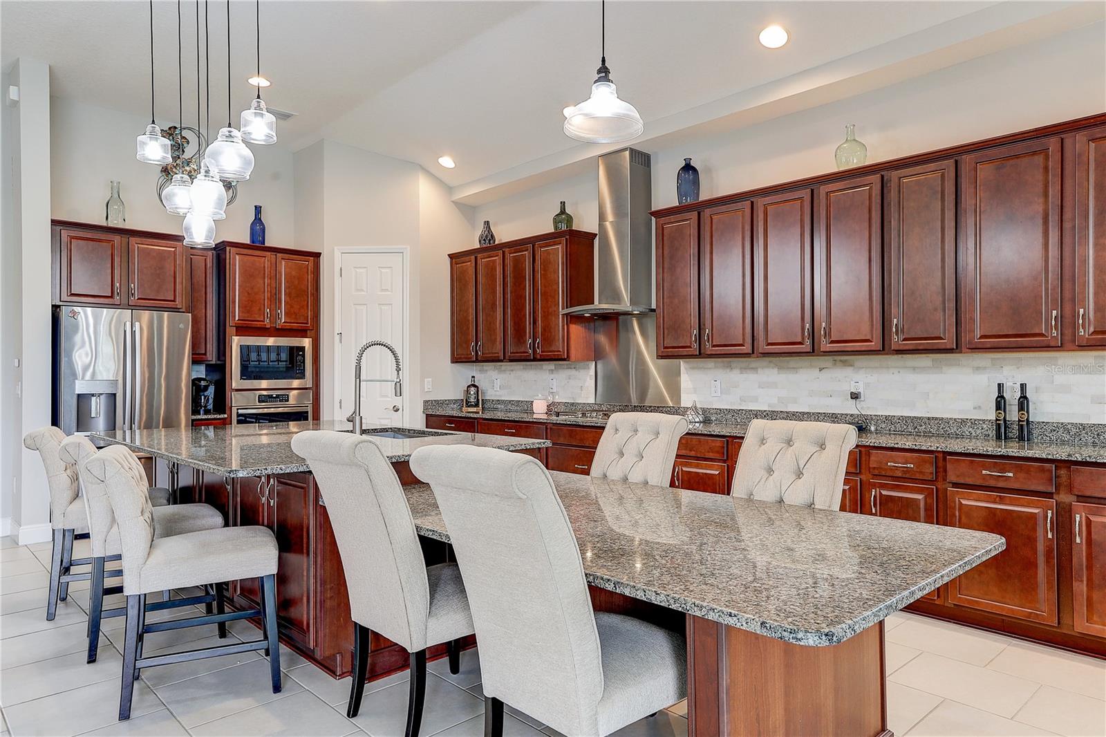 extended kitchen island and eating space