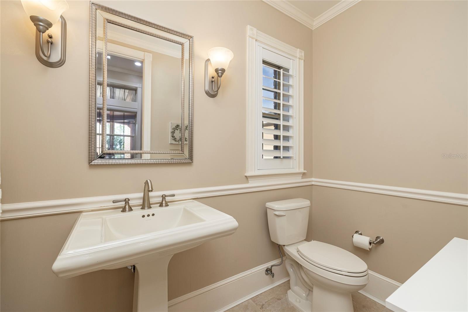 Powder bath for guests and pool bath.