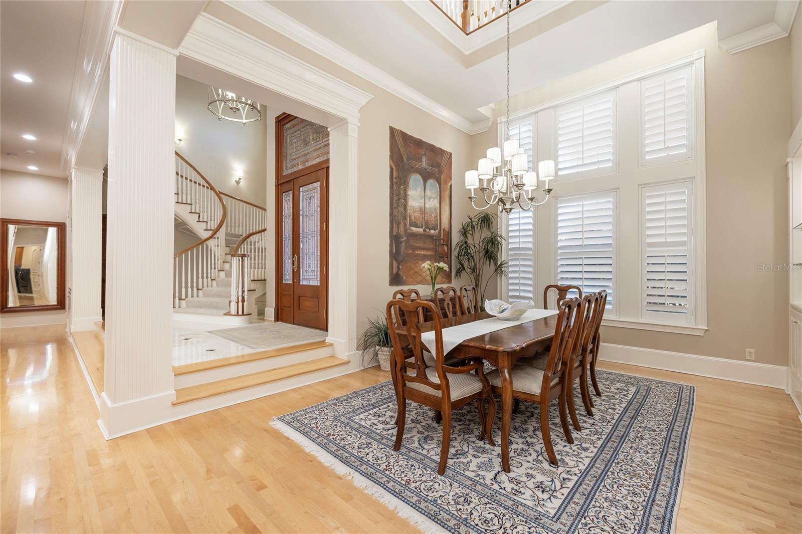 Foyer and winding staircase.