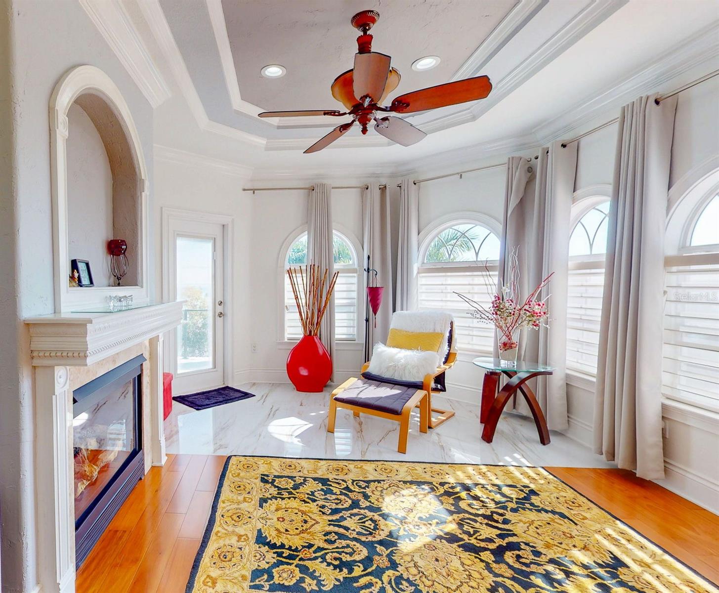 Primary Bedroom with Sitting Room, private balcony overlooking Tampa Bay, En-suite Primary Bathroom with oversized Walk in Closed