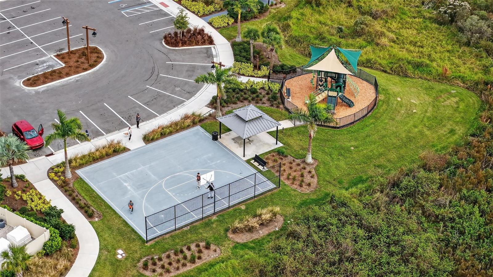 Basketball Court and Children's Play area