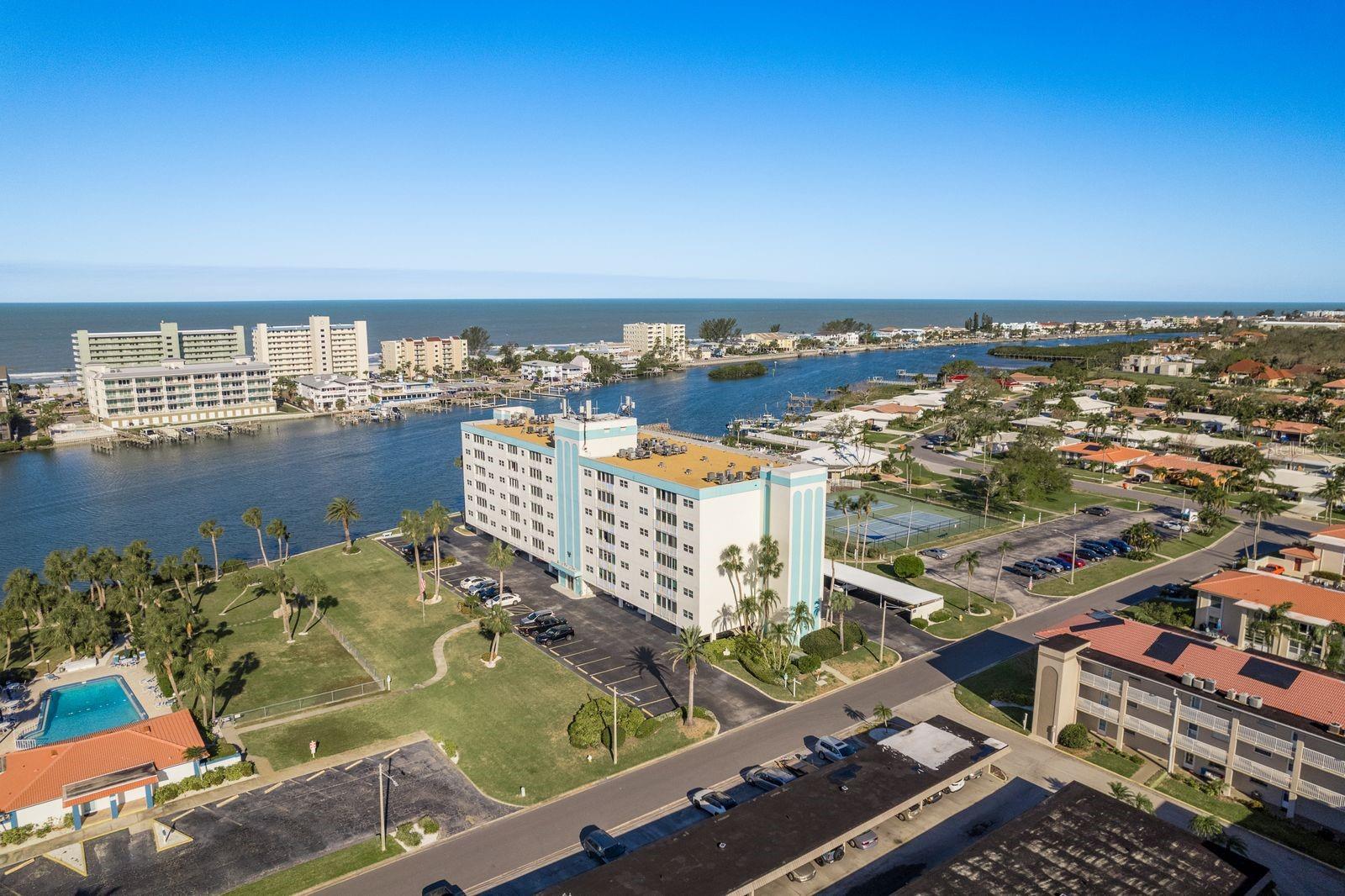 Overview of area of Intracoastal waterway and gulf