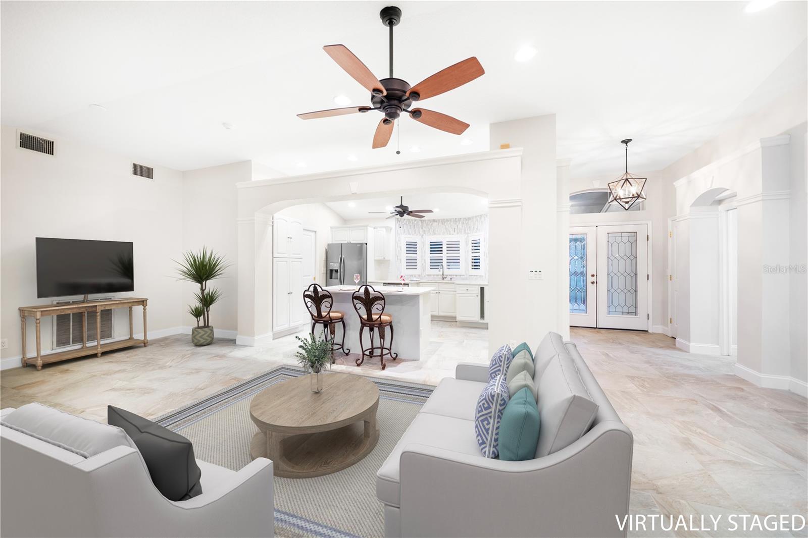 Living Room Opens To Kitchen