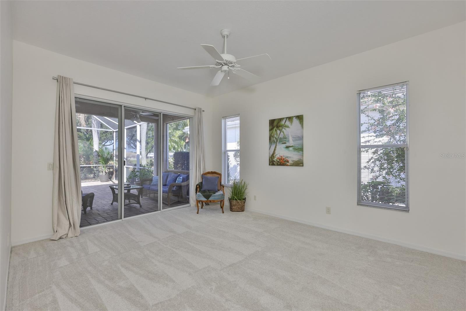 Primary Bedroom, New Carpet, Sliders to Lanai, 2 Walk-In Closets