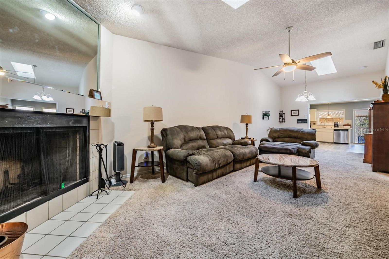 wood burning fireplace