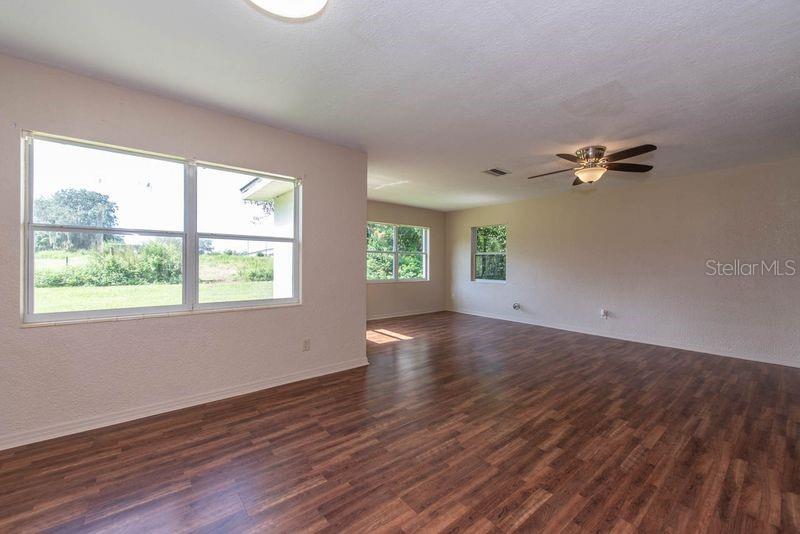 Dining room and living room area