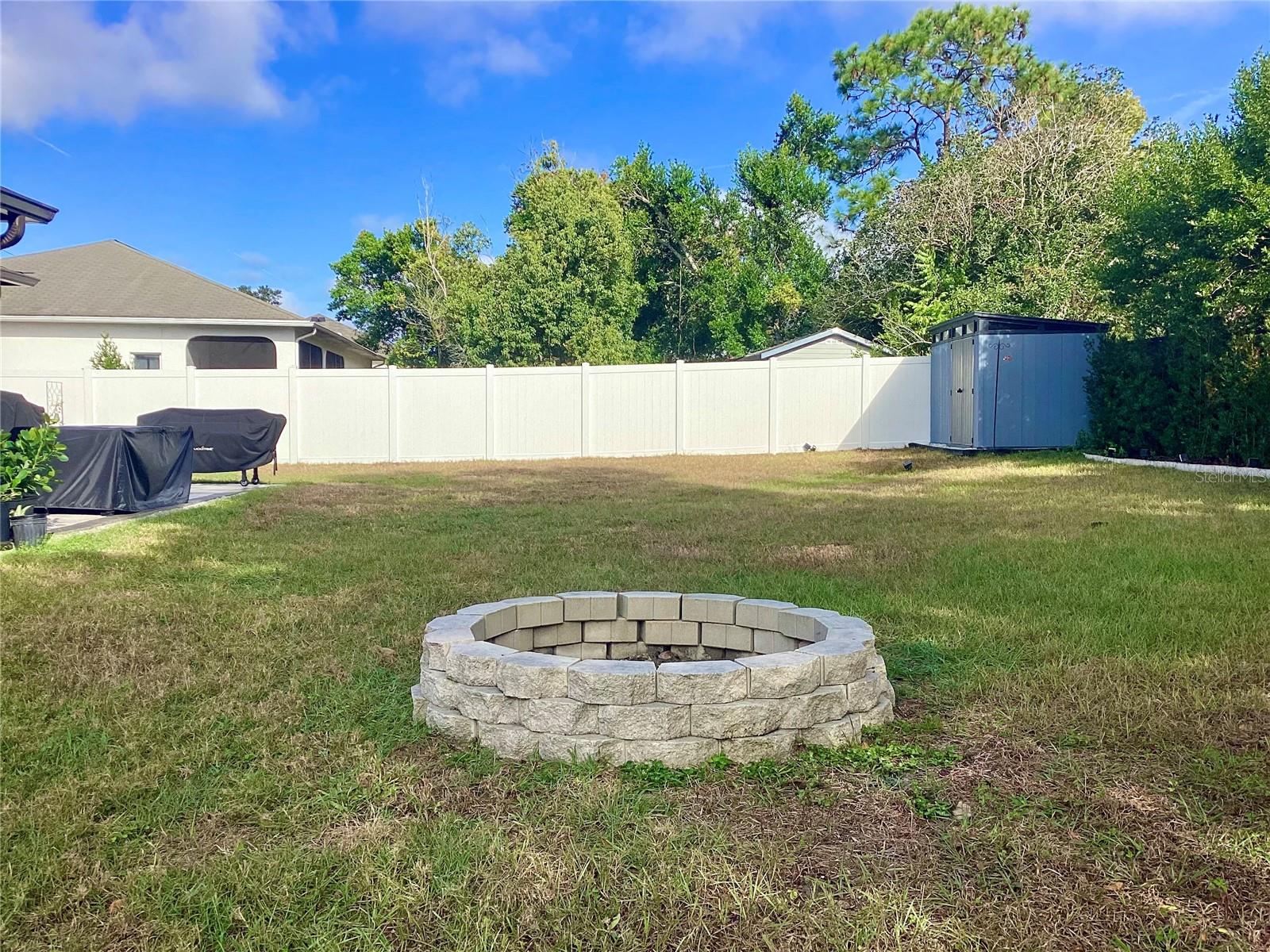 Fire pit ready for backyard fun.