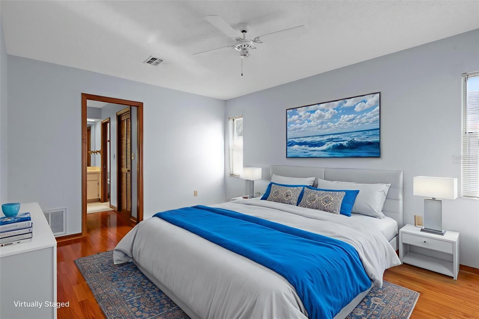 Virtually staged primary suite