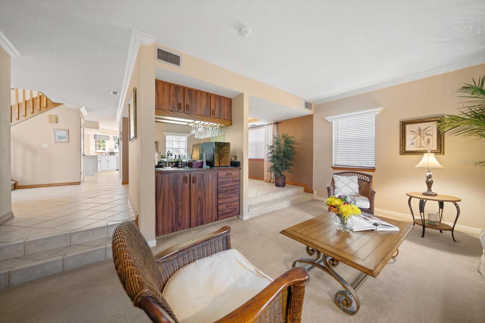 Formal living area and wet bar