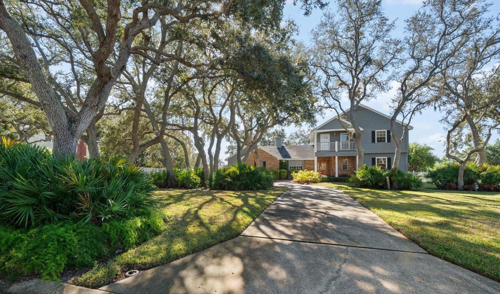 Tucked away off of a long circular driveway.