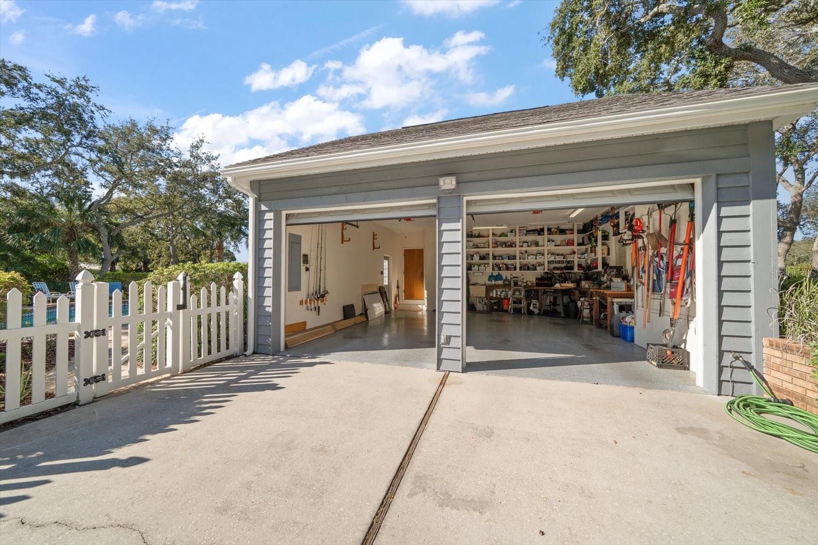 Oversized two car garage.