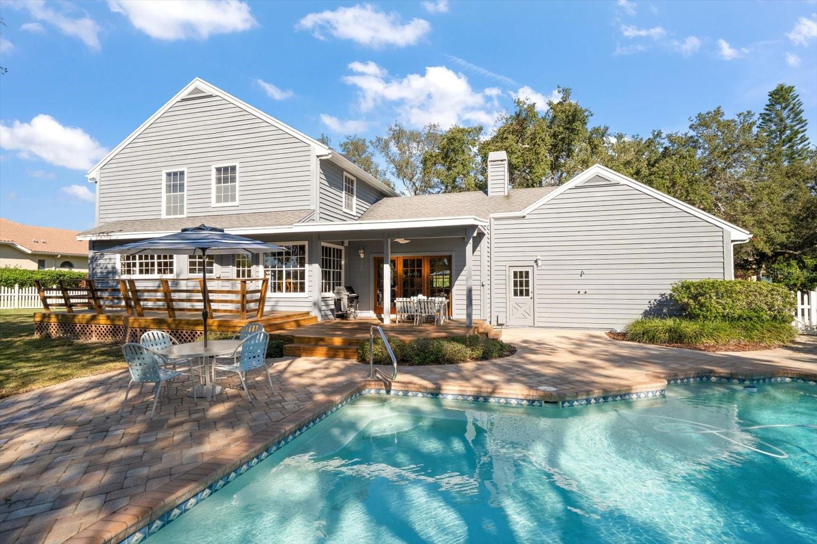 Wrap around porch with covered an open areas.