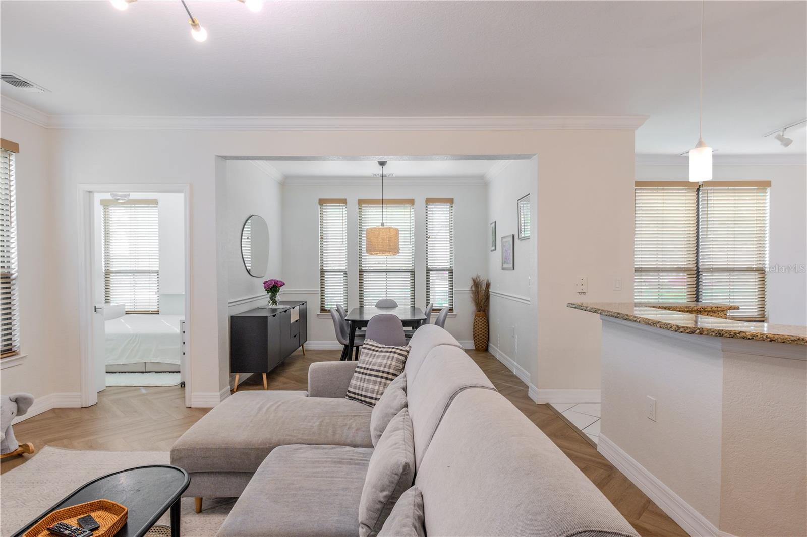 The living and dining room