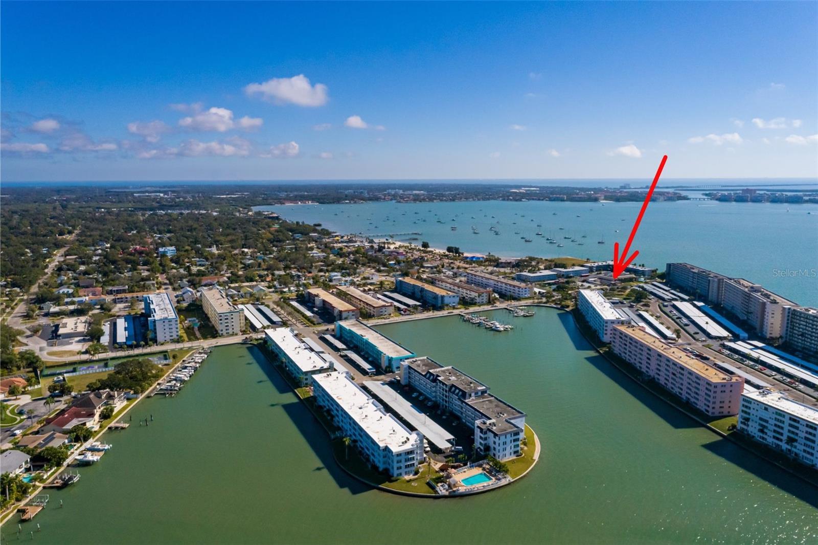 Town Shores clubhouse location above marina.