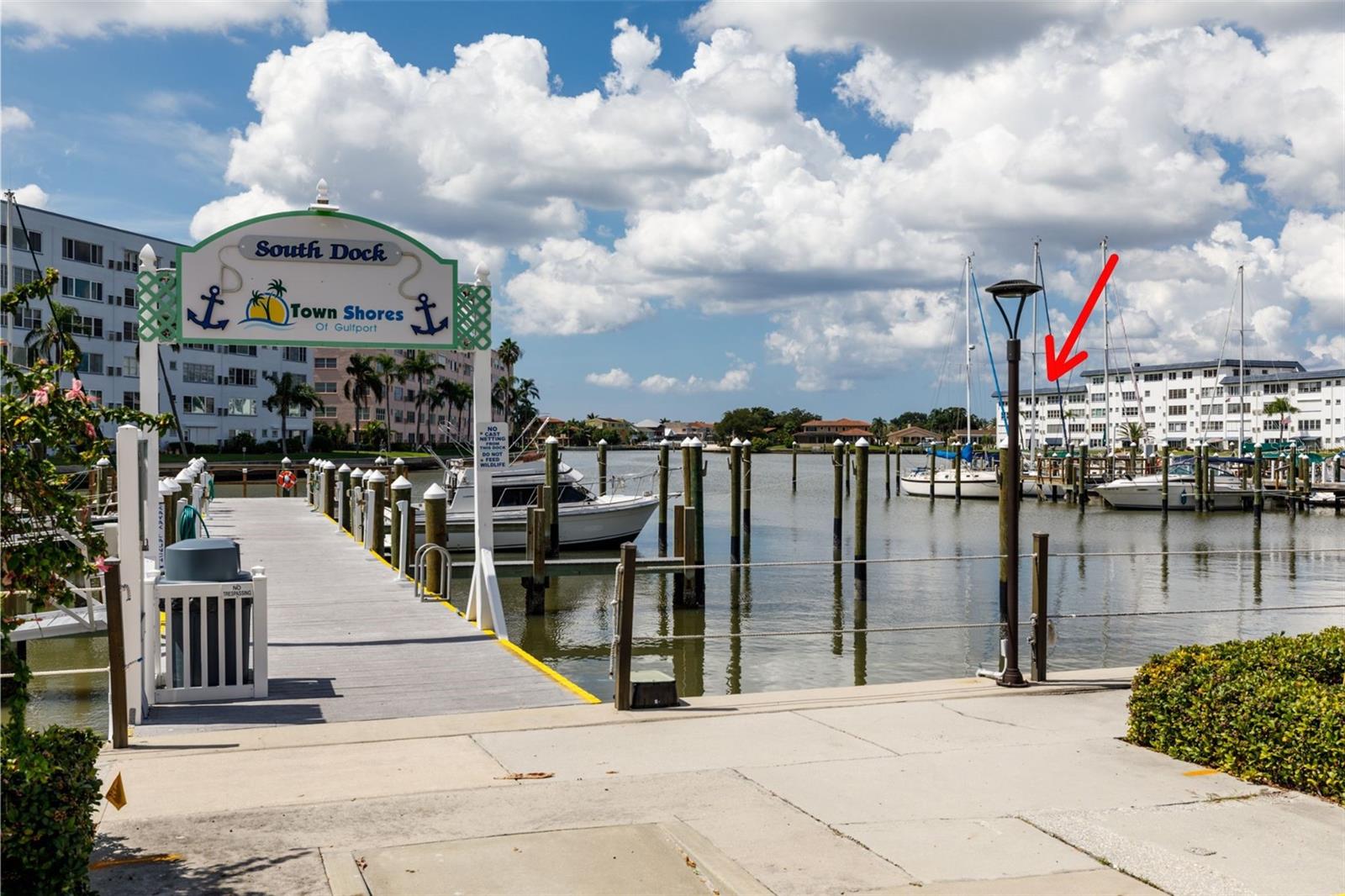 Town Shores boat/fishing dock & unit 411.