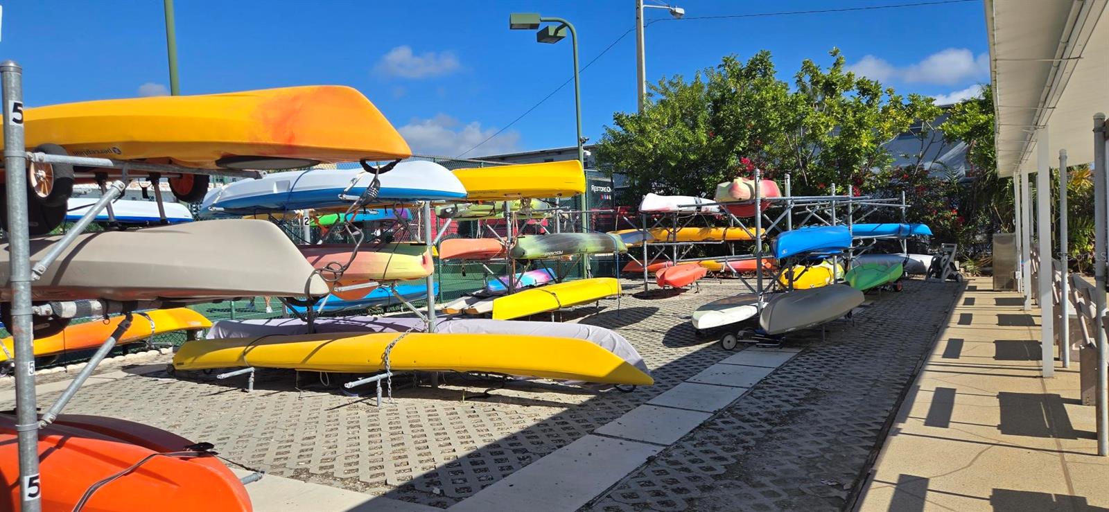 Kayak Storage at clubhouse by the marina.