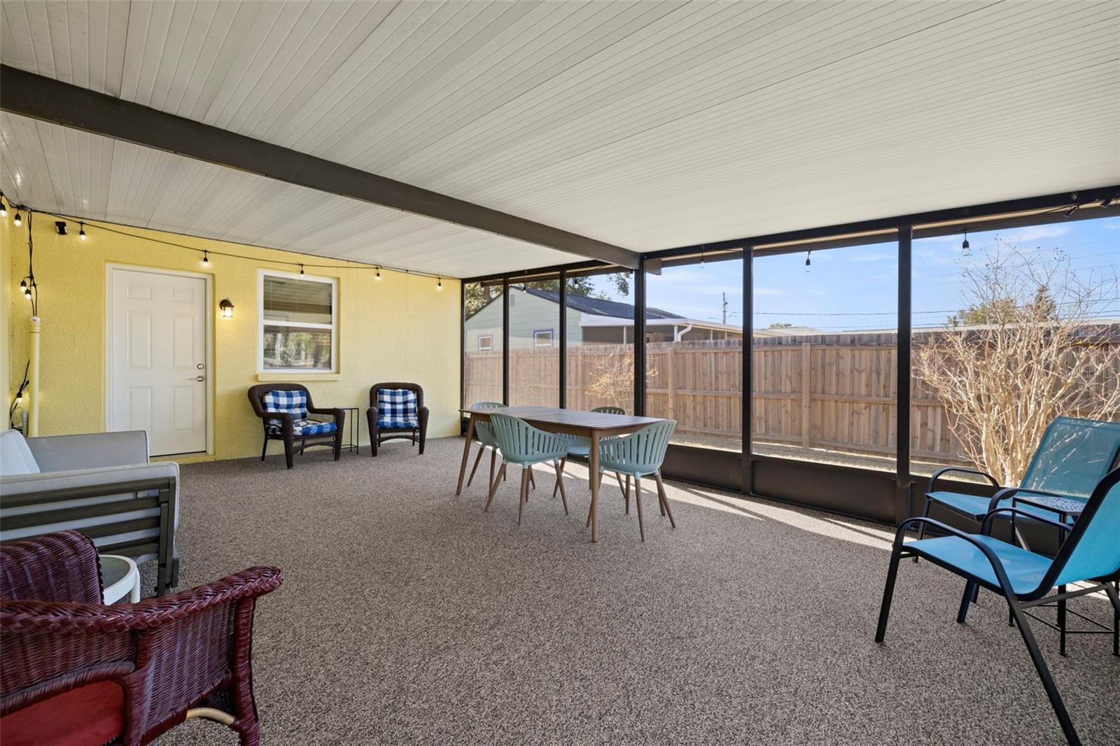 One of the best features of this home is the large screen patio and great for entertaining or morning cups of coffee