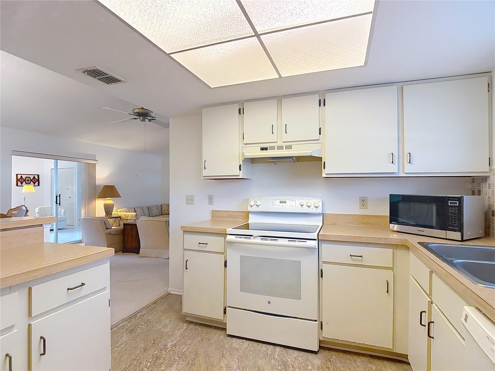 Kitchen view from garage door