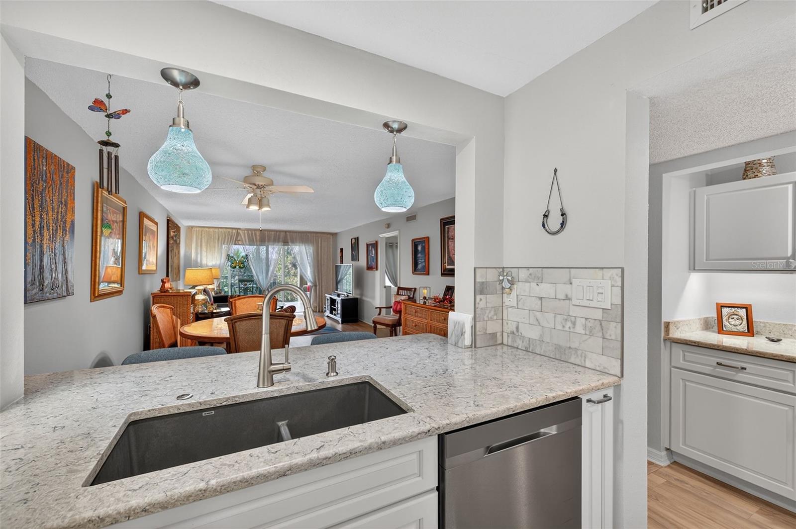Deep sink overlooking living area