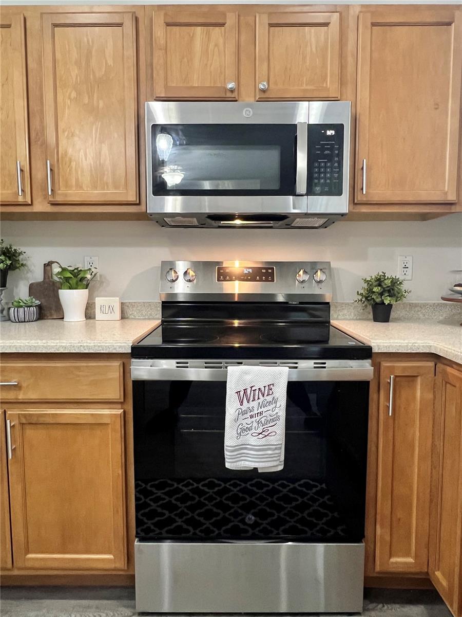 A lot of cabinet storage and counter space....PLUS brand new stainless steel appliances....and NEW cabinet hardware!