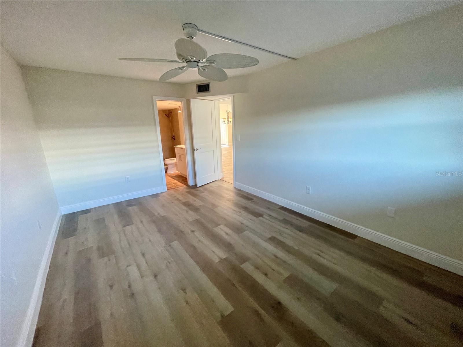 Primary bedroom suite has private bath and large walk in closet