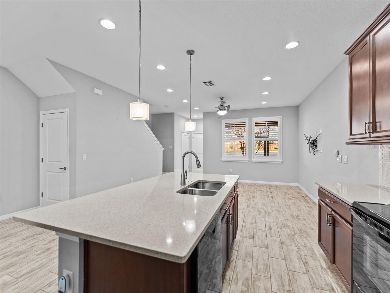 Kitchen island with seating area