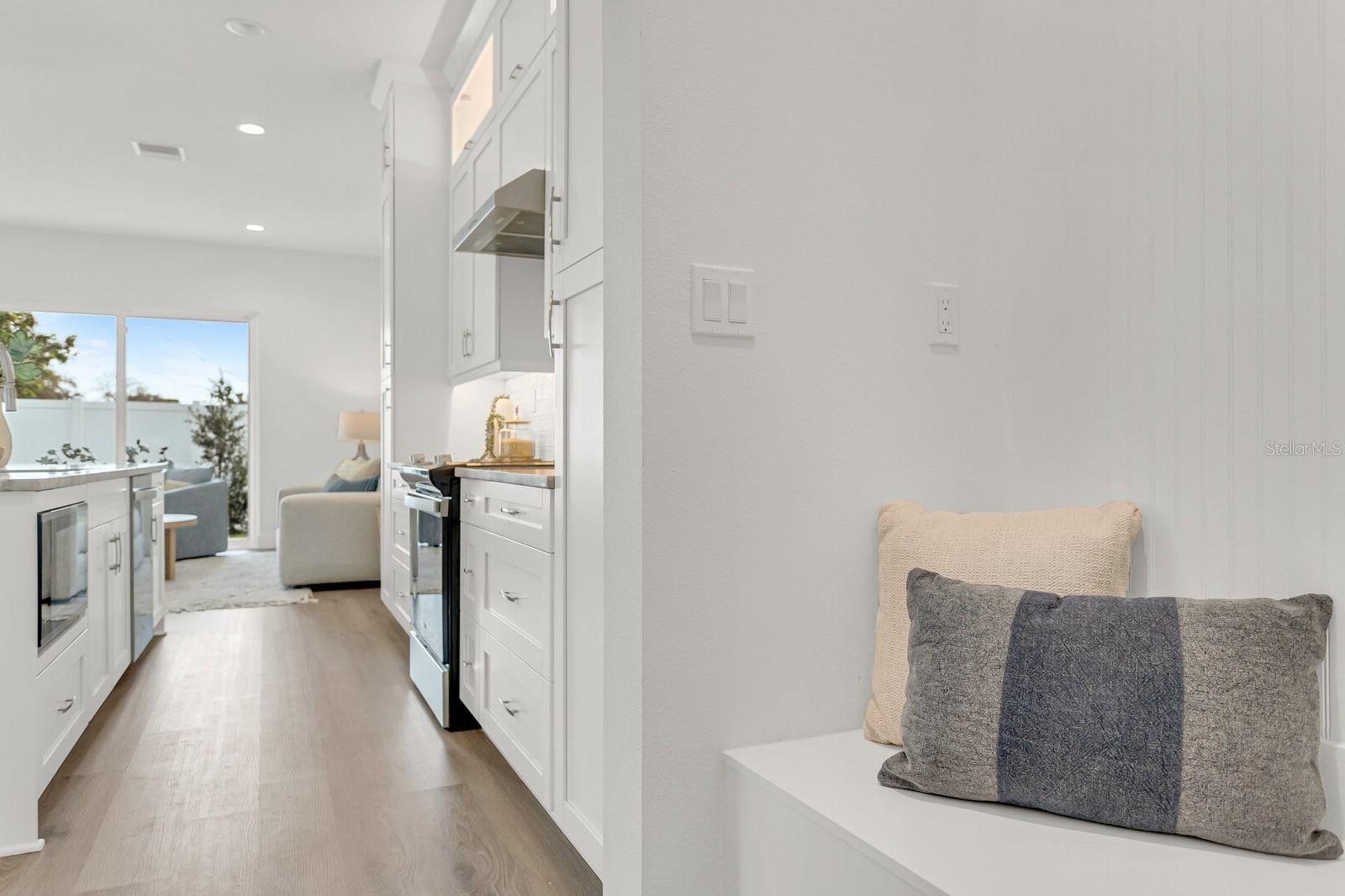 Valet entry space from garage