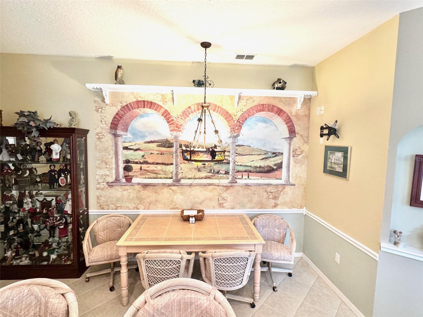 Breakfast nook with custom mural