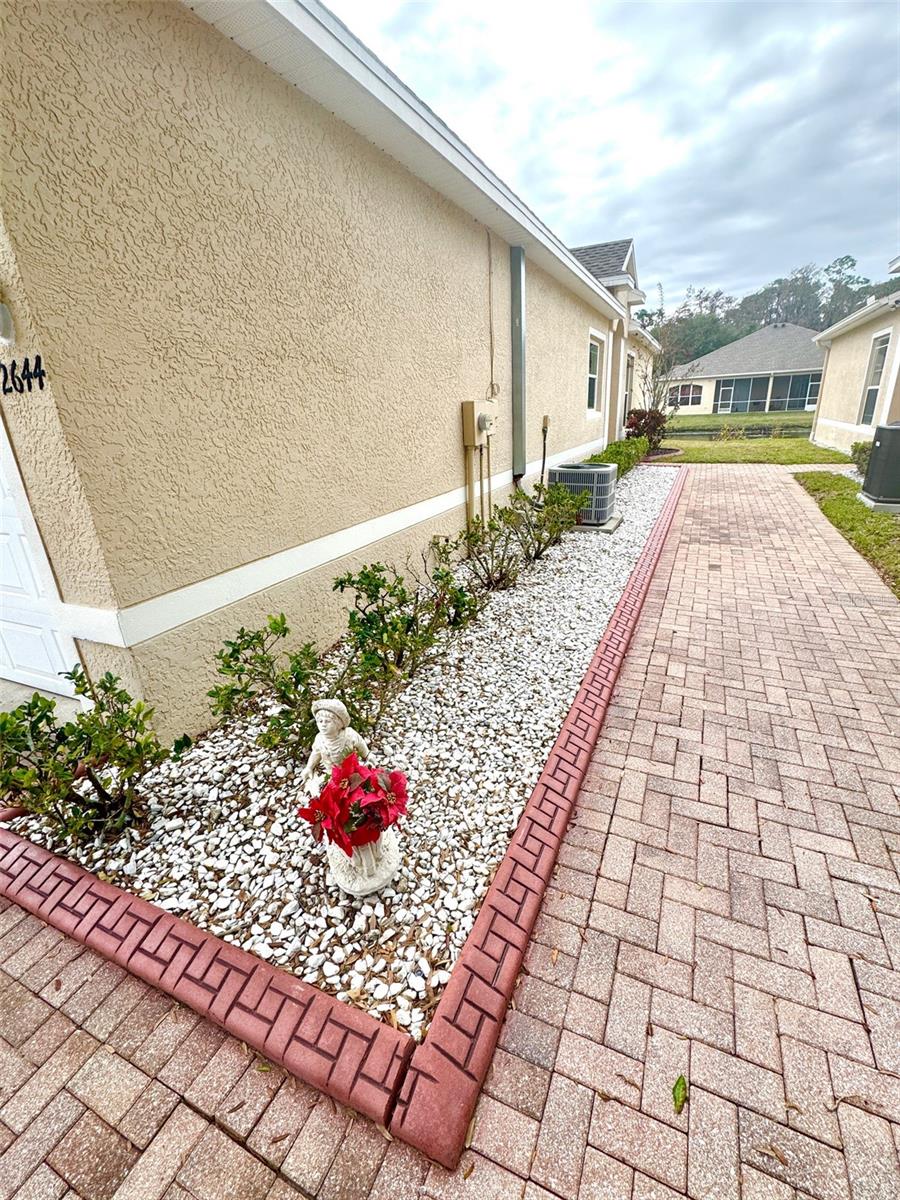 Brick paved driveway and walkway