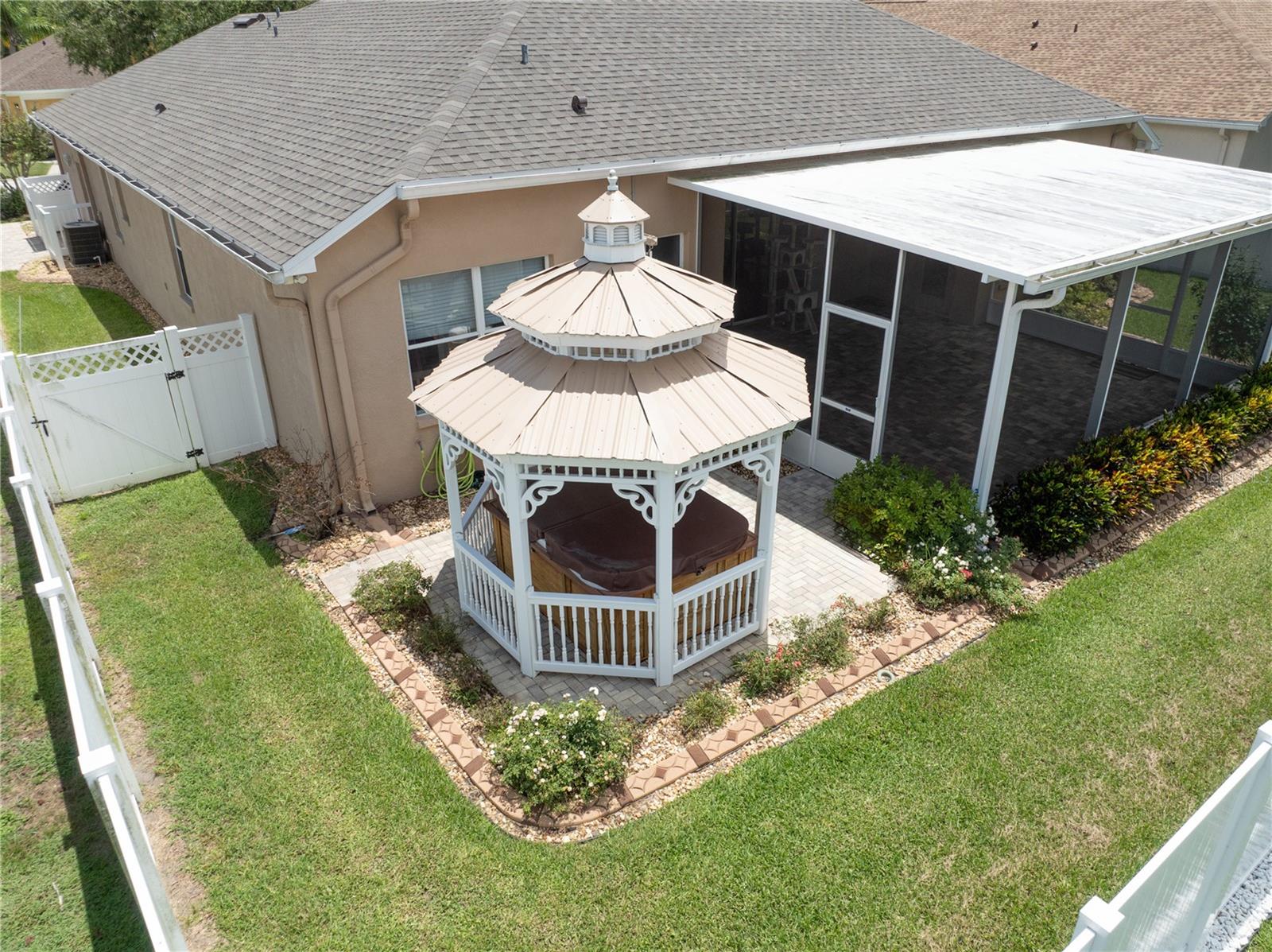 Gazebo with hot tub