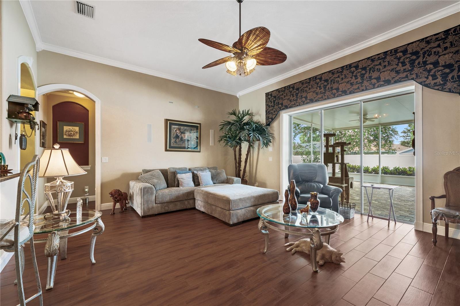 Family room view from kitchen