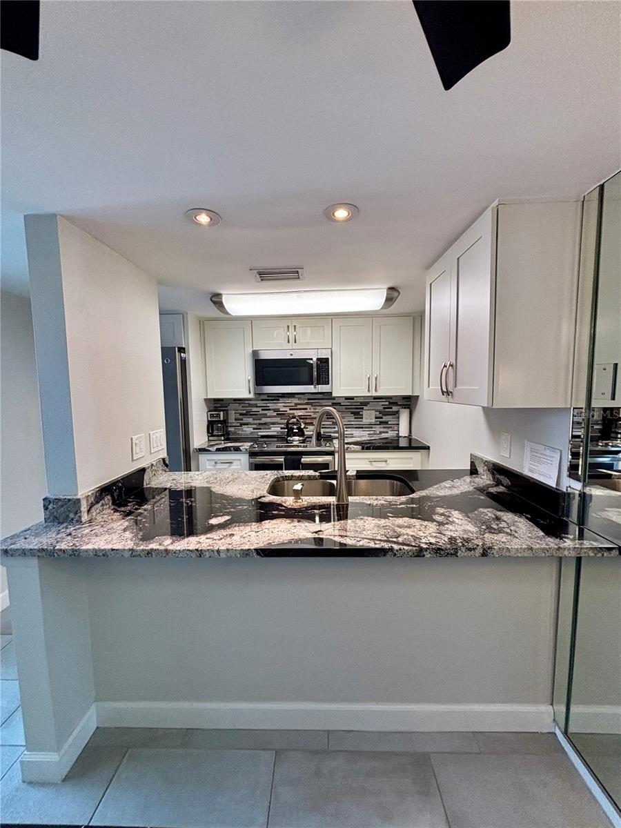 Kitchen with granite island