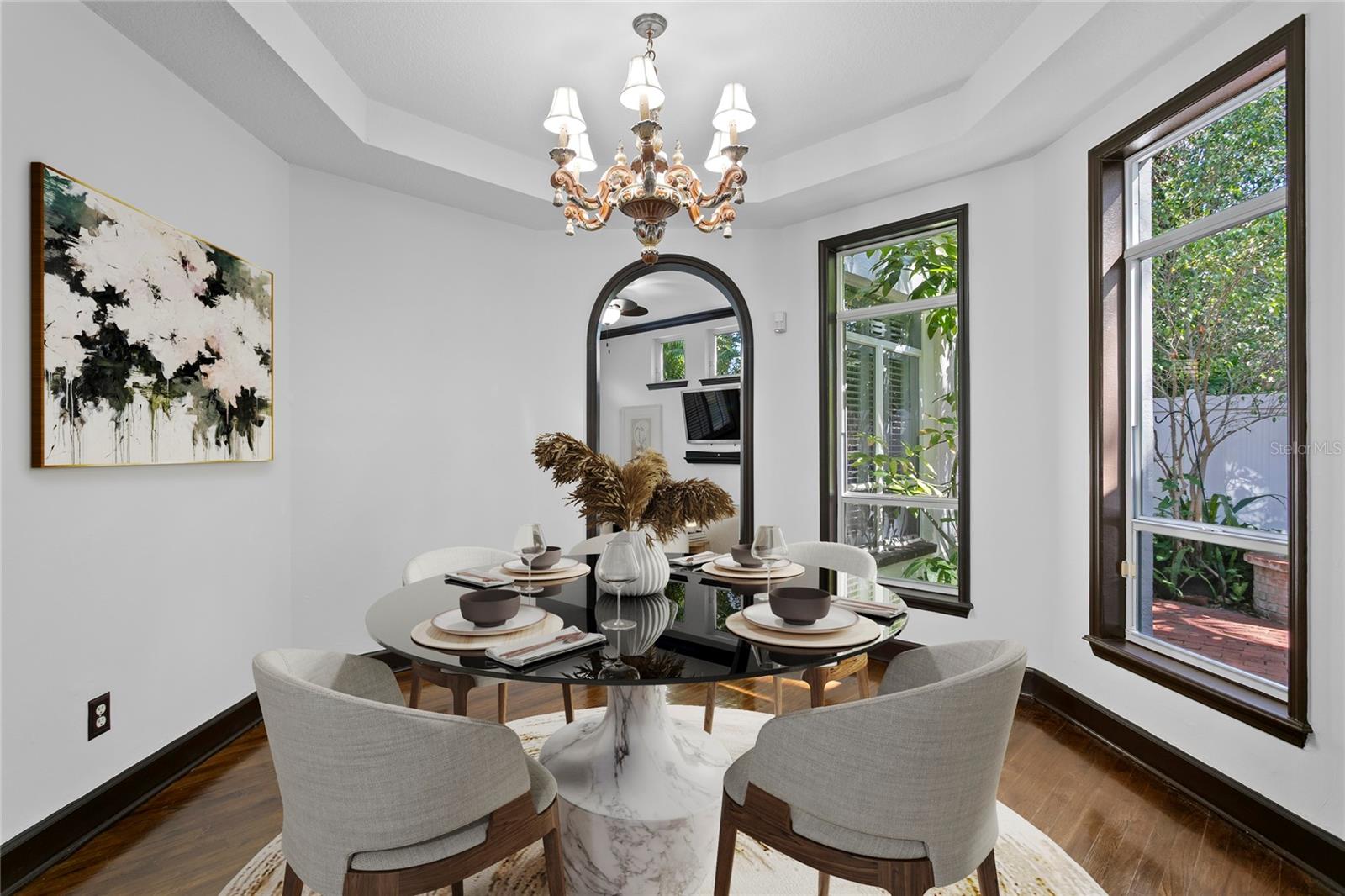 The dining room is situated next to the private courtyard offering a peaceful view and great flow when entertaining.