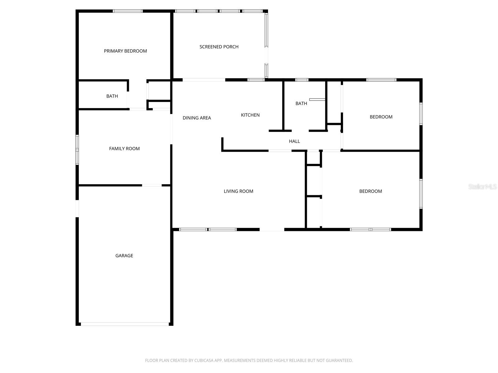 Floor plan screen room has vinyl window coverings