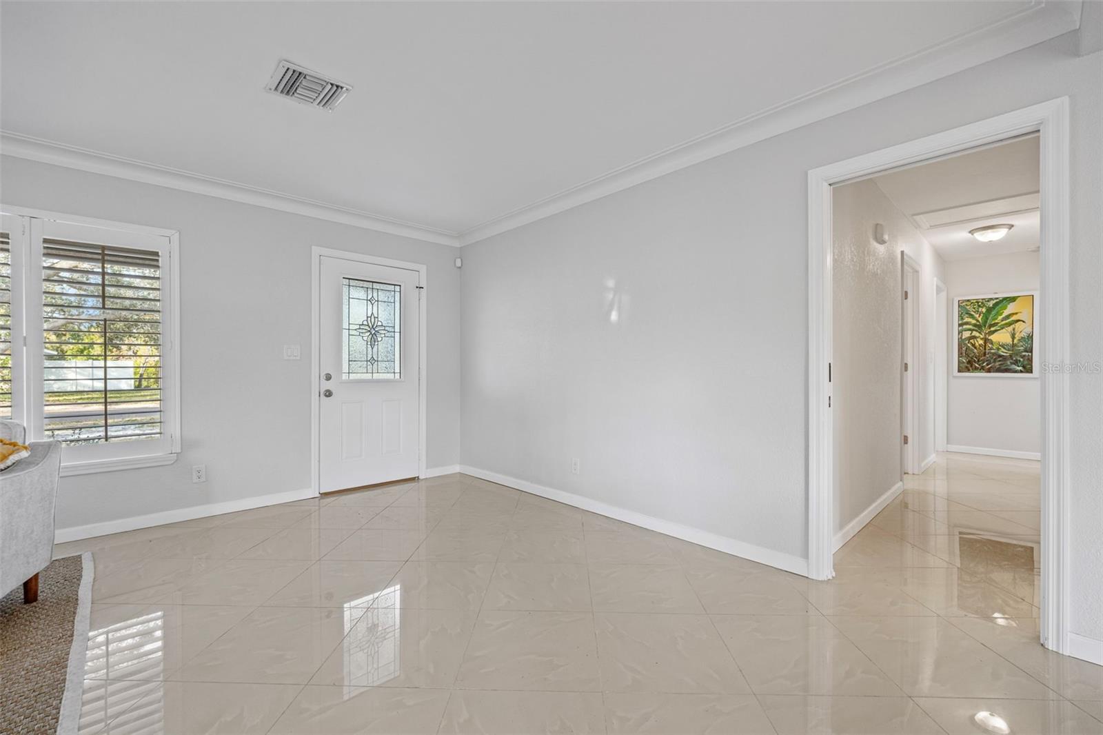 View of front door from Dining area